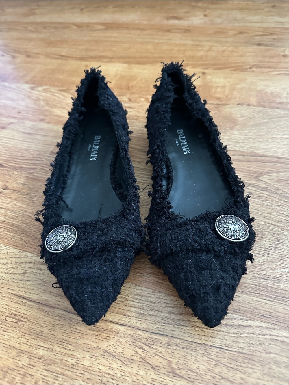 BALMAIN Paris Black Flats 38.5